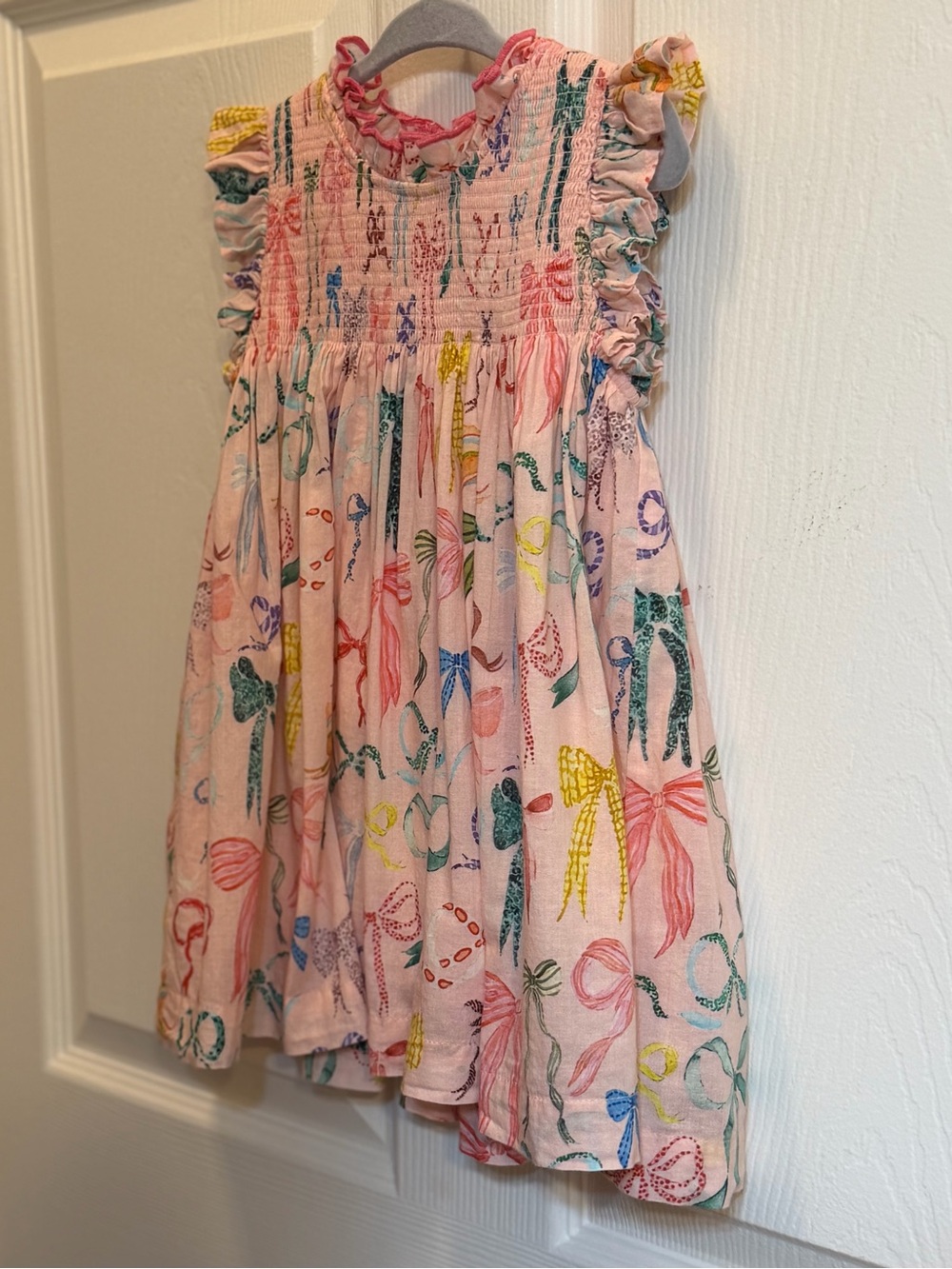 Pink Chicken Watercolor Bows dress set
